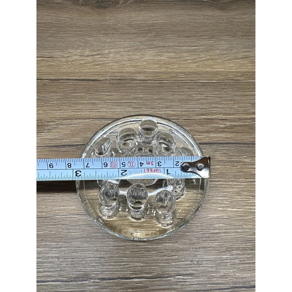 Vintage Glass Flower Frog 10 Hole 3 Inch Clear Vase Insert